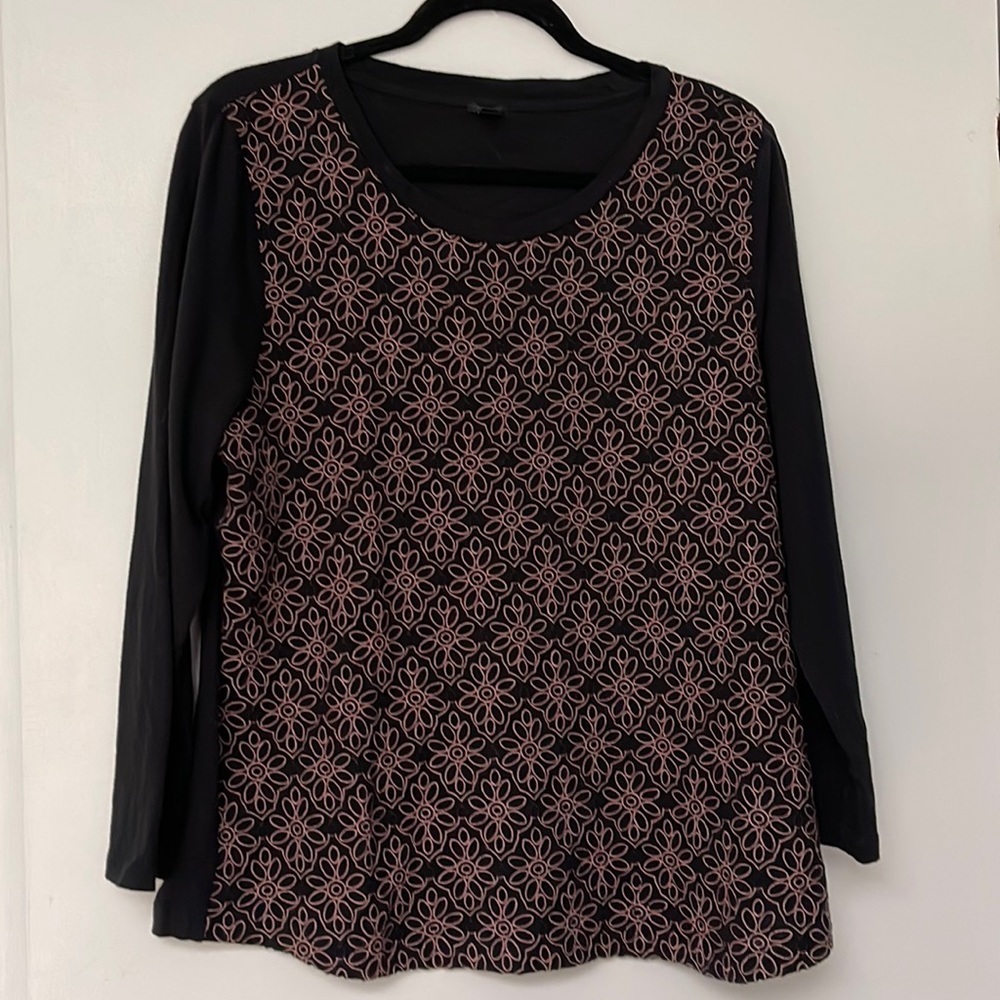 J. Crew - flowered embroidered front tee